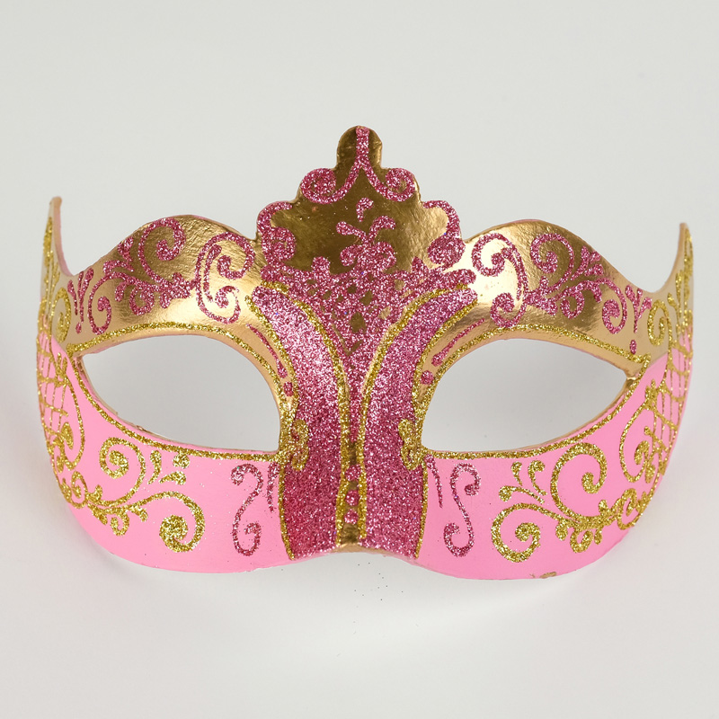 Venetiansk mask Guld & Rosa