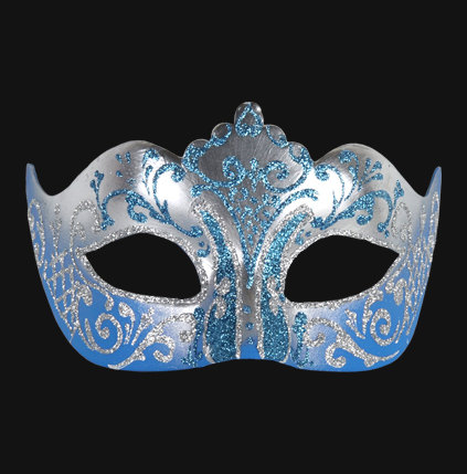 Venetiansk mask Silver & Blå