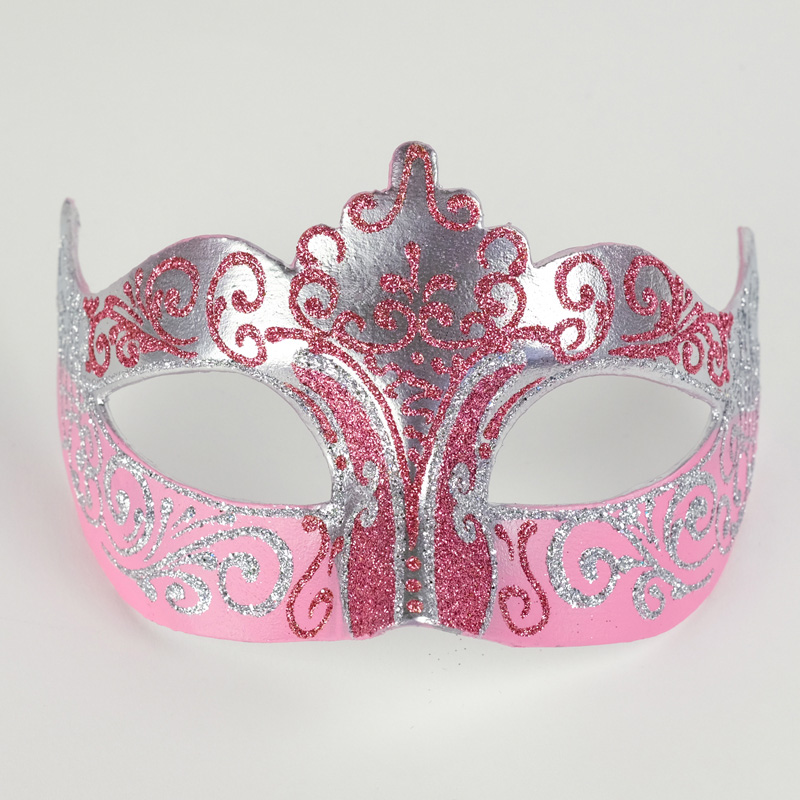 Venetiansk mask Silver & Rosa