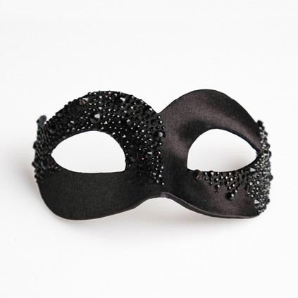 Venetiansk mask Svart strass