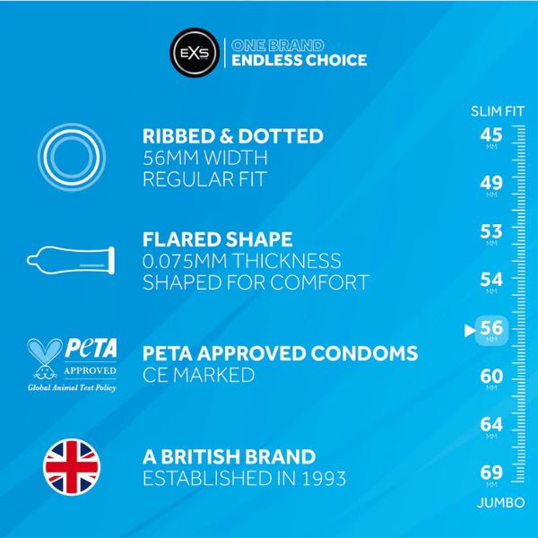 EXS Ribbed & dotted kondomer
