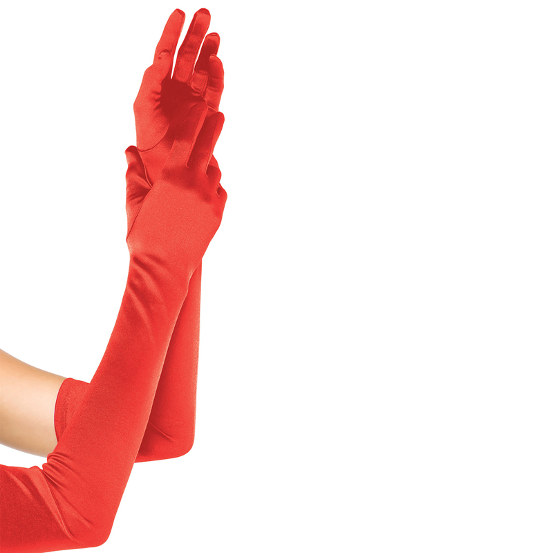 Långa Satin Handskar i rött
